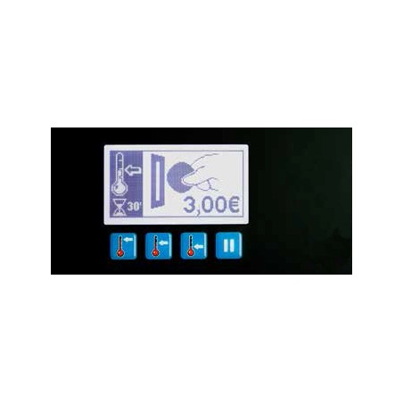 Lavandería autoservicio. Secadora 19kg. Programa tibio. Ropa delicada y sintética.